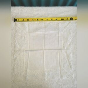 Antique Vintage  Handkerchief White Lace Trim White
